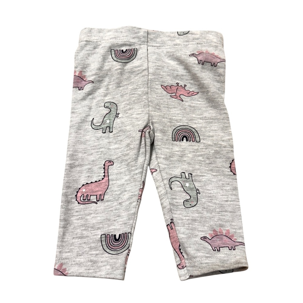 Pekkle Gray Dinosaurs & Rainbows Print Leggings, 3M